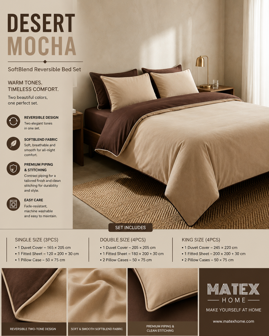 Desert Mocha SoftBlend – Reversible Bed Set