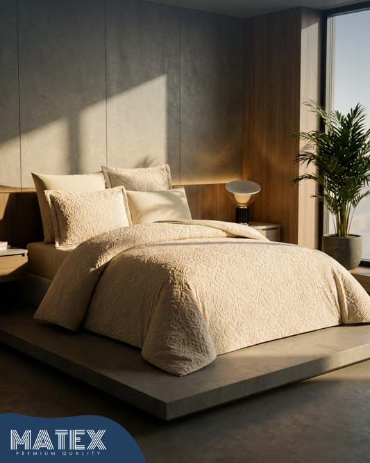 King Size Creamy Embossed Woollen Comforter (3 pcs)