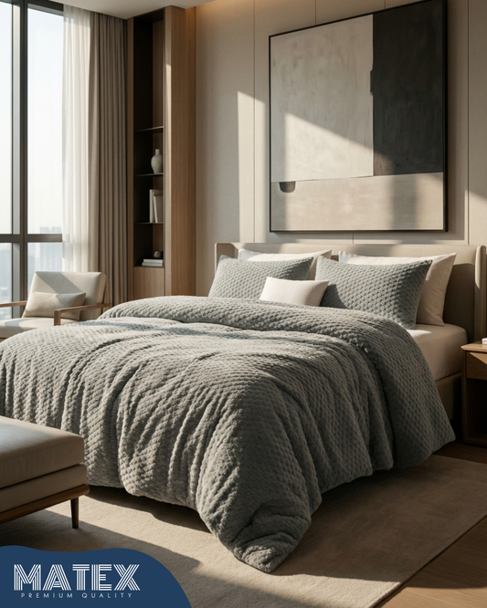 Single Size Light Grey Rabbit Faux Fur Sherpa Comforter (2pcs)