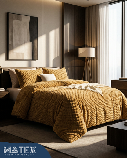 Single Size Coffee Beige Rabbit Faux Fur Sherpa Comforter (2pcs)