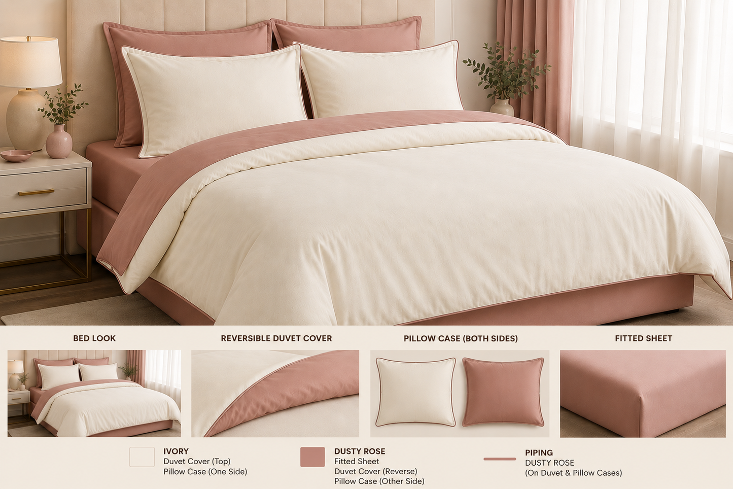 Blush Ivory SoftBlend - Reversible Bed Set