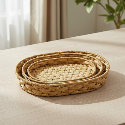 Woven Seagrass Oval Basket Set