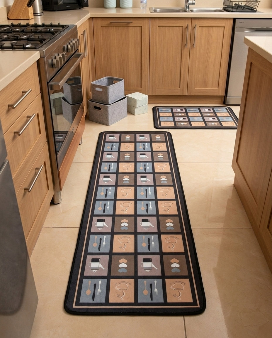 Kitchen Chess Rug Set (2pcs)