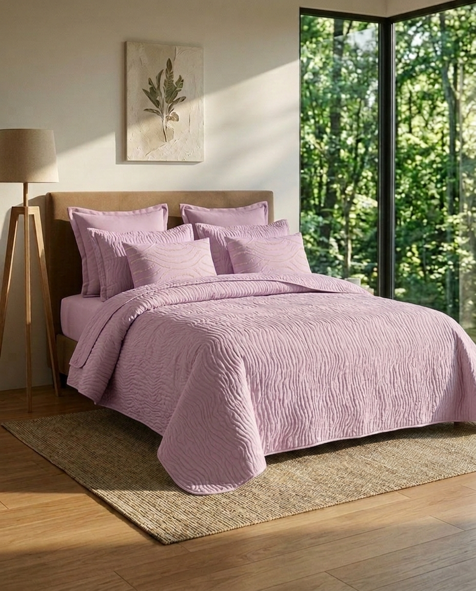 WhisperWave Blush Rose Bedspread Set (6pcs)