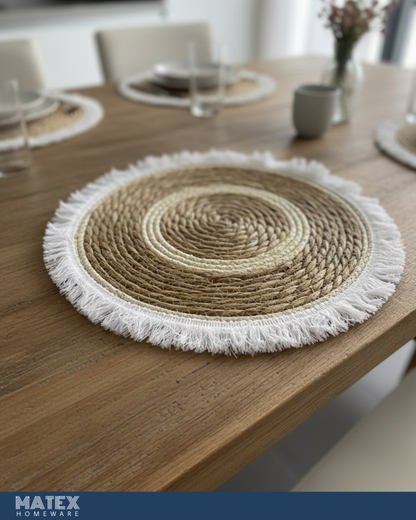 Natural Grass Woven Placemat with Tassel
