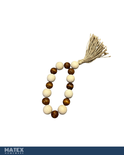 Honey Heart Wood Oak Bead Decor with a Tassel