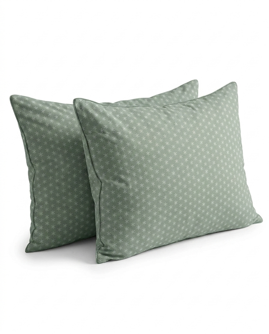 Burberry Sage Star Cotton Pillow Case - Envelope Enclosure - 2 Pack