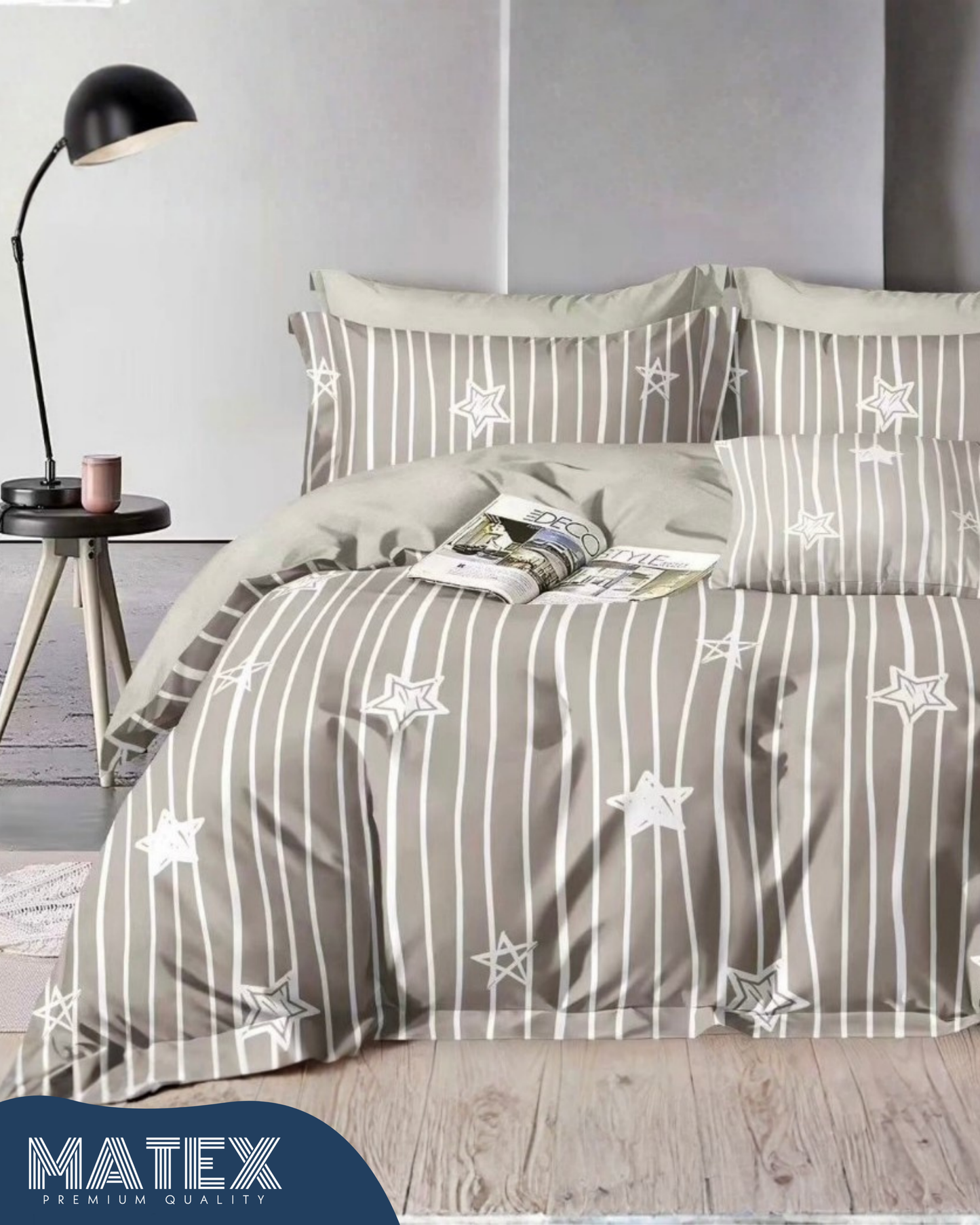 Single size BeigeStars Bed set 130 GSM (3 pcs)