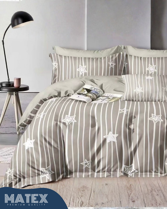 Single size BeigeStars Bed set 130 GSM (3 pcs)