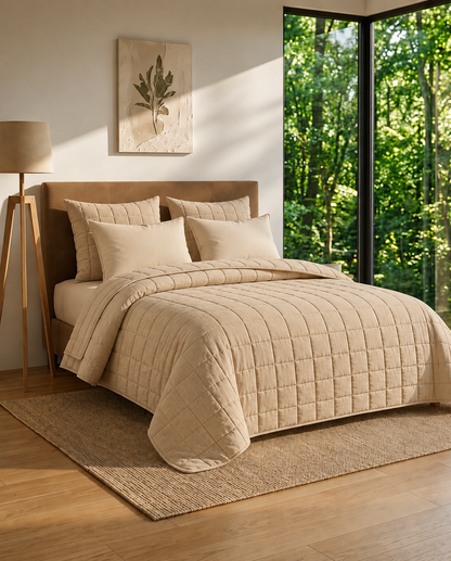 SoftBlend Coverlet – Sandstone Beige (Full Set)