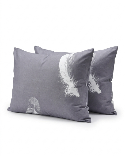 Feather Pattern Pillow Case  - Envelope Enclosure - 2 Pack