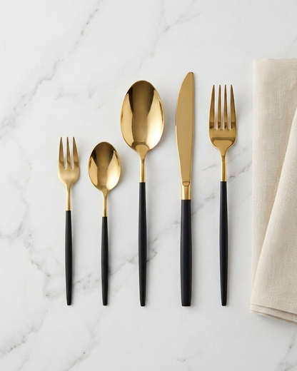 Noir Gold 30-Piece Cutlery Set