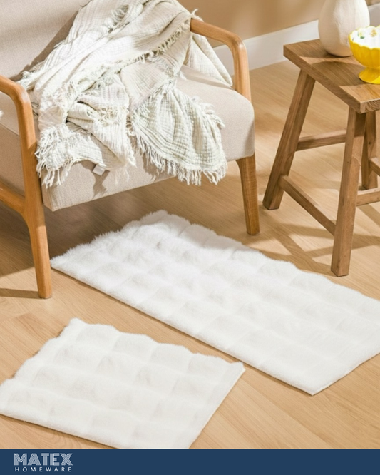 Bubble Fur Rug Set - OffWhite