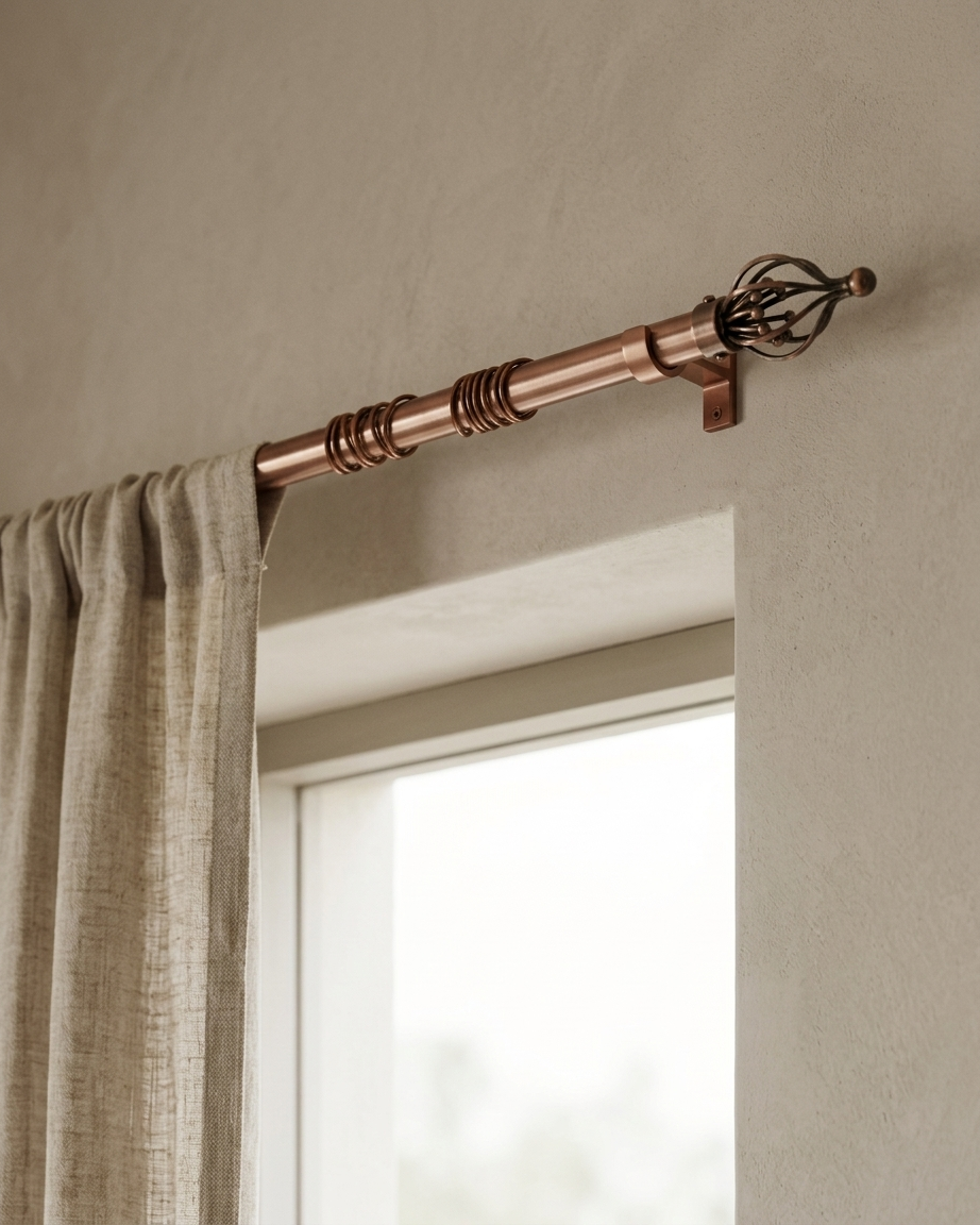 Chrome Curtain Pole Extendable Eyelet Antique 28mm