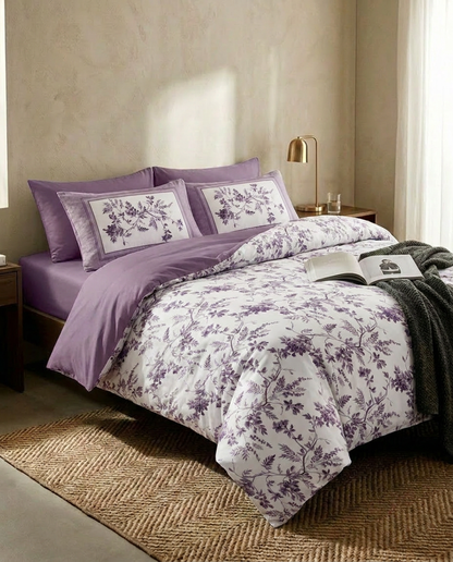 Double Size Ranforce Lavender Nera 100% Cotton Bed Set