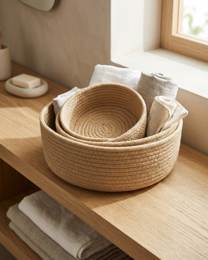 HavenNest Cotton Rope Basket Set (3pcs)