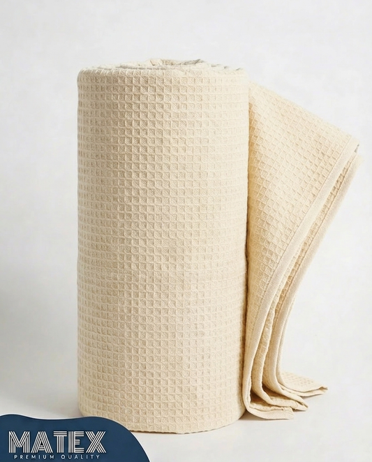 Vanilla Waffle Cotton Piqué Blanket
