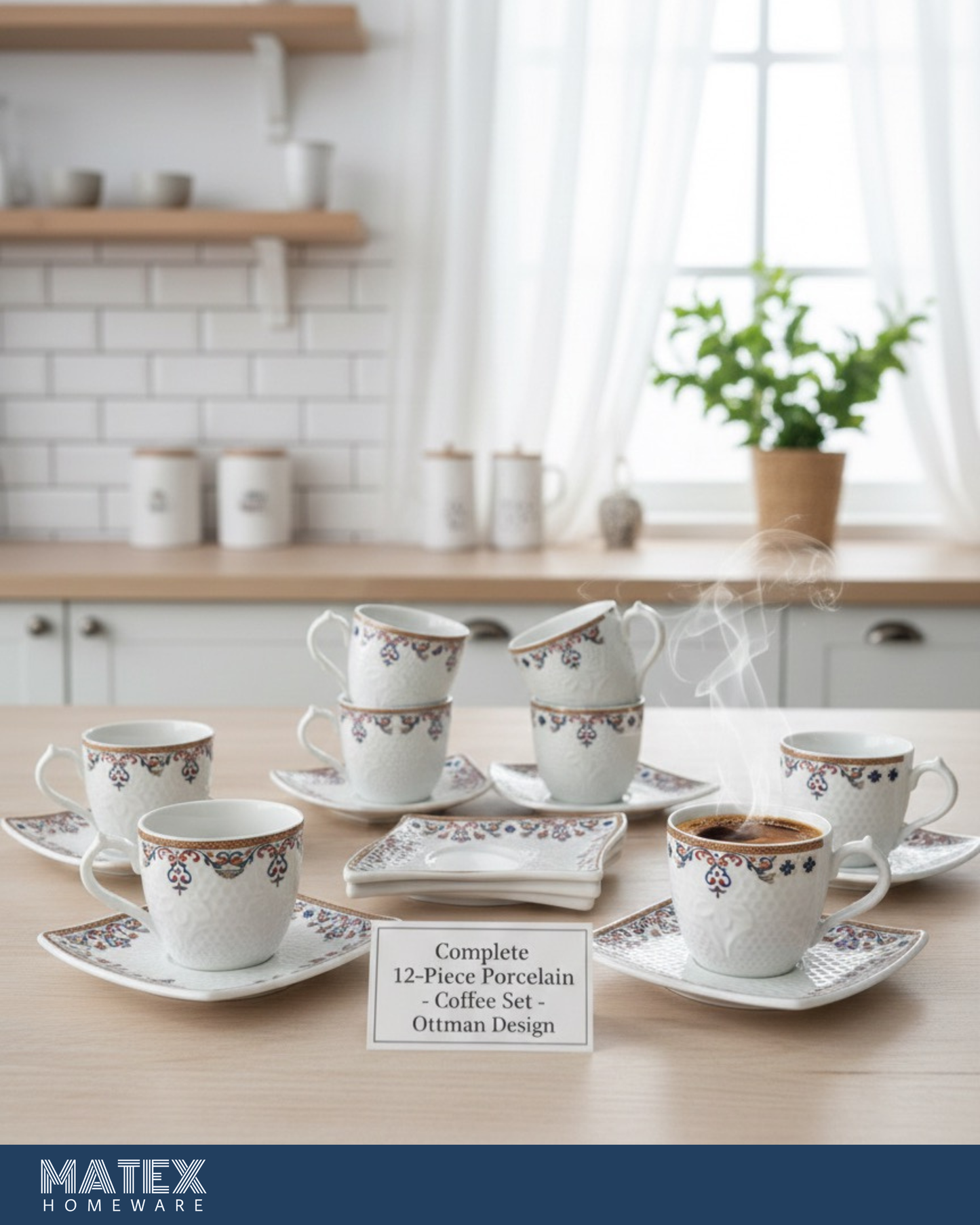 12-Piece Porcelain Ottoman Set - 60 ml, Serves 12