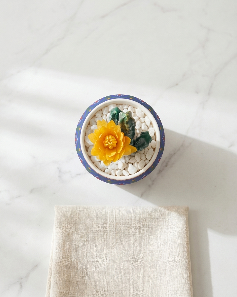 Golden Bloom Cactus Pot