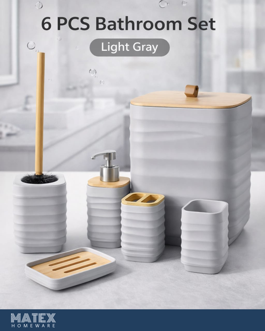 Modern Bathroom Accessories Set 6pcs - Grey