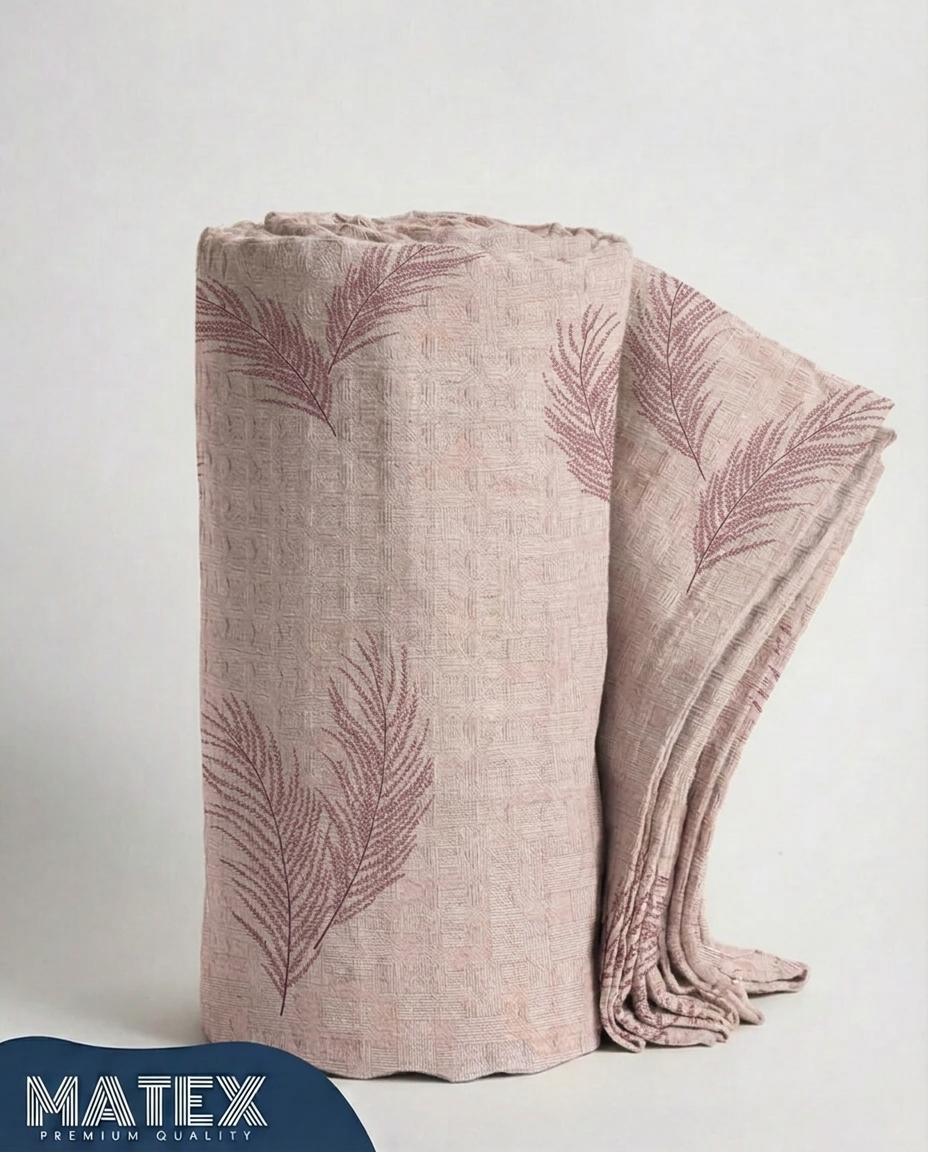 Blush Fern Cotton Piqué Blanket