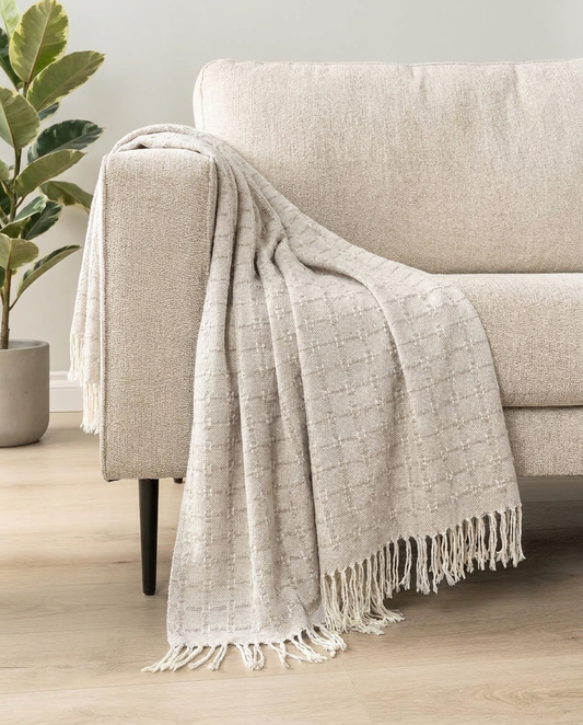 Oat Trellis Throw Blanket