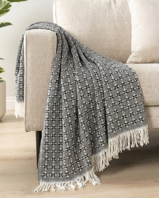 Graphite Trellis Throw Blanket