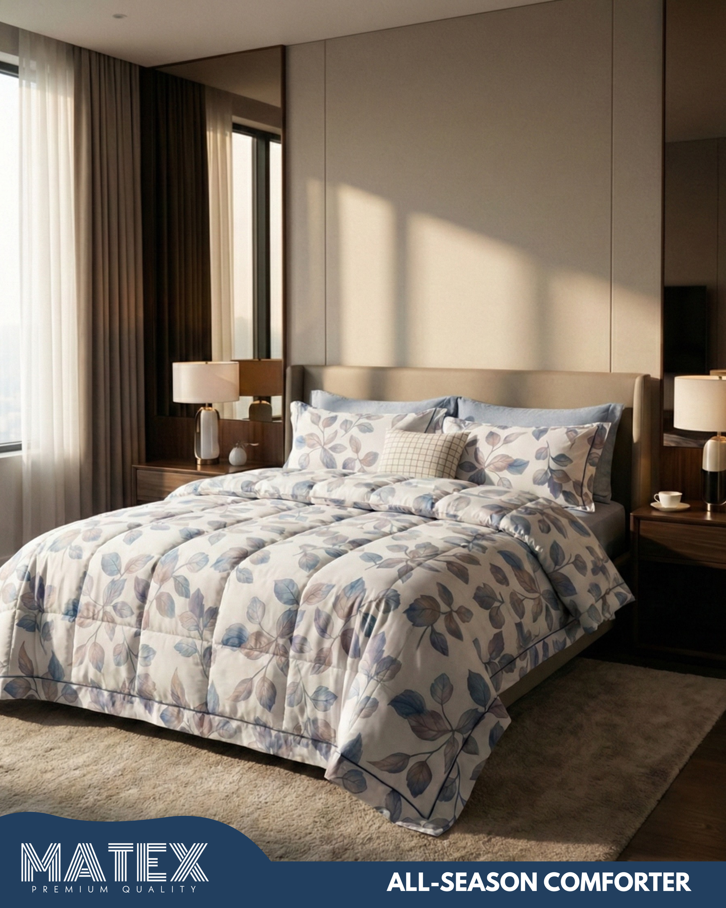 King Size BlueLeaf Cotton All-Season Comforter Set