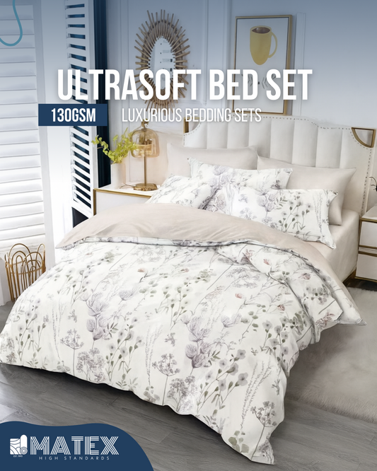 Double size FlowerPurple Bed set 130 GSM (4 pcs)