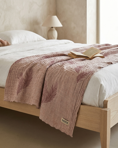 Blush Fern Cotton Piqué Blanket