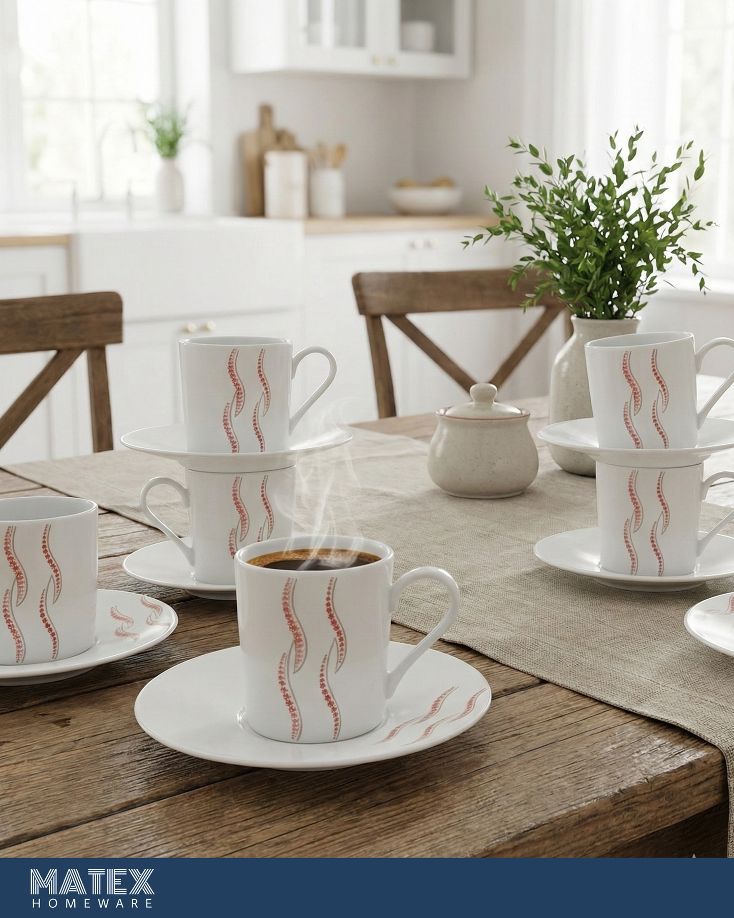 12-Piece Porcelain Wavy Set - 60 ml, Serves 12