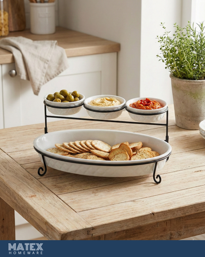 2 TIER OVAL BAKER SERVING SET