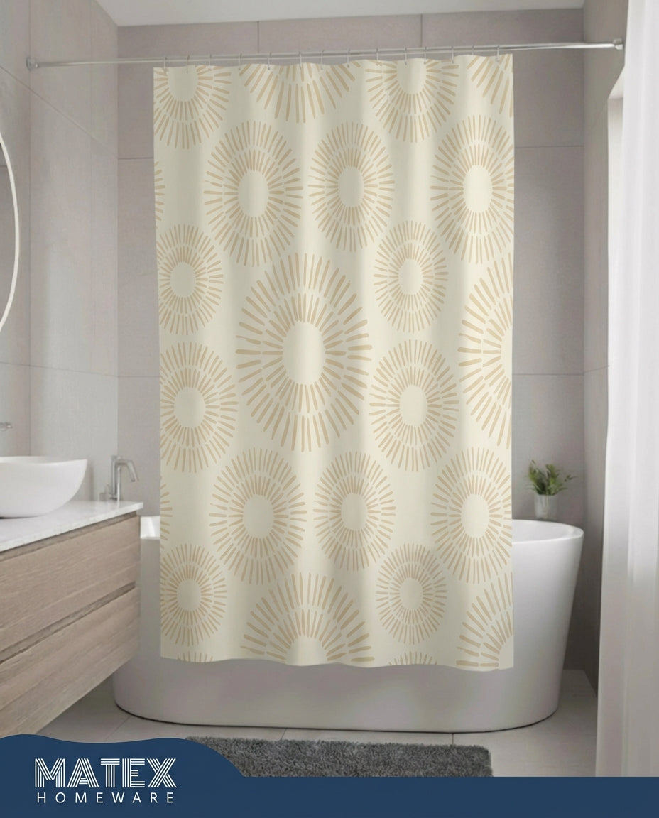 Pattern Yellow Sun Waterproof Shower Curtain 180x180cm