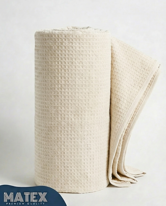 Cream Waffle Cotton Piqué Blanket