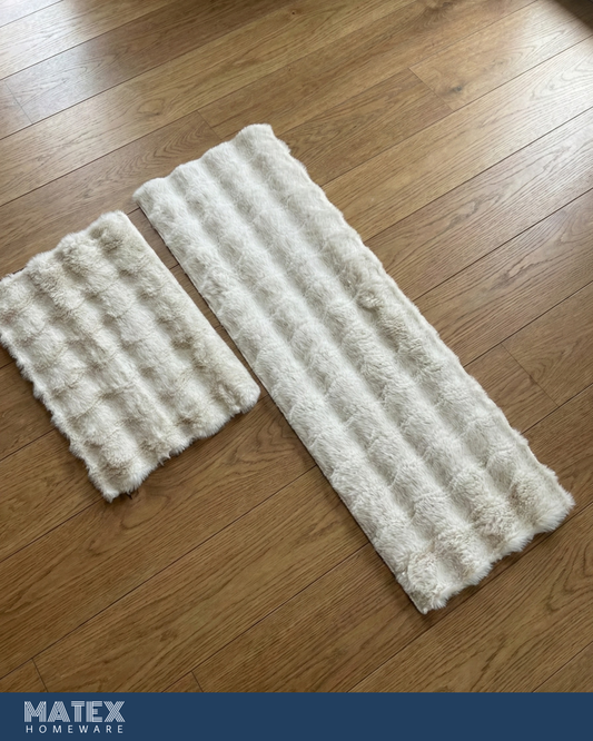 Bubble Fur Rug Set - OffWhite