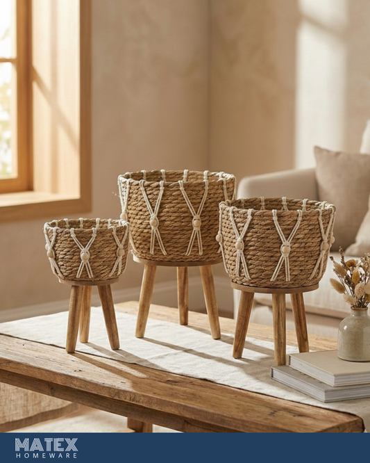 Boho Multi-Use Basket Vase Set of 3