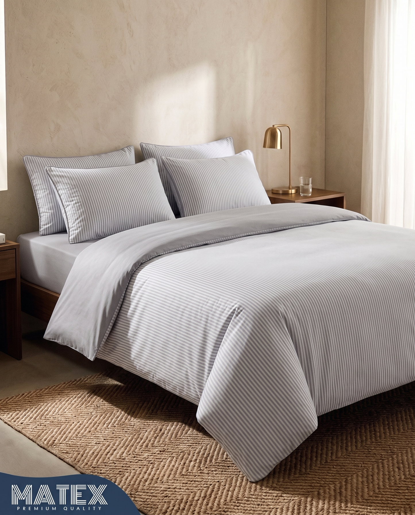 CottonLine™ Greige Stripe Bed Set