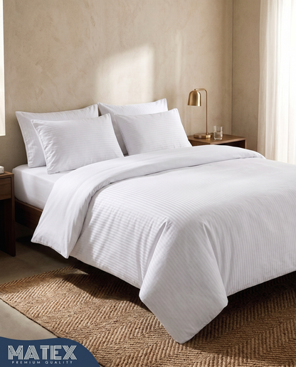 CottonLine™ Pure White Stripe Bed Set