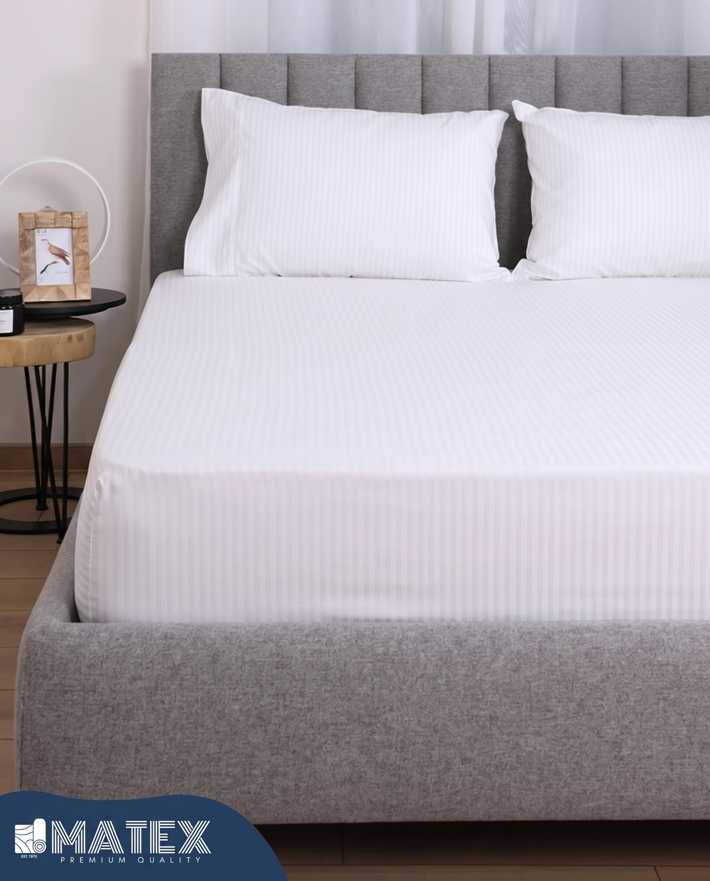 CottonLine™ Pure White Stripe Fitted Sheet Set