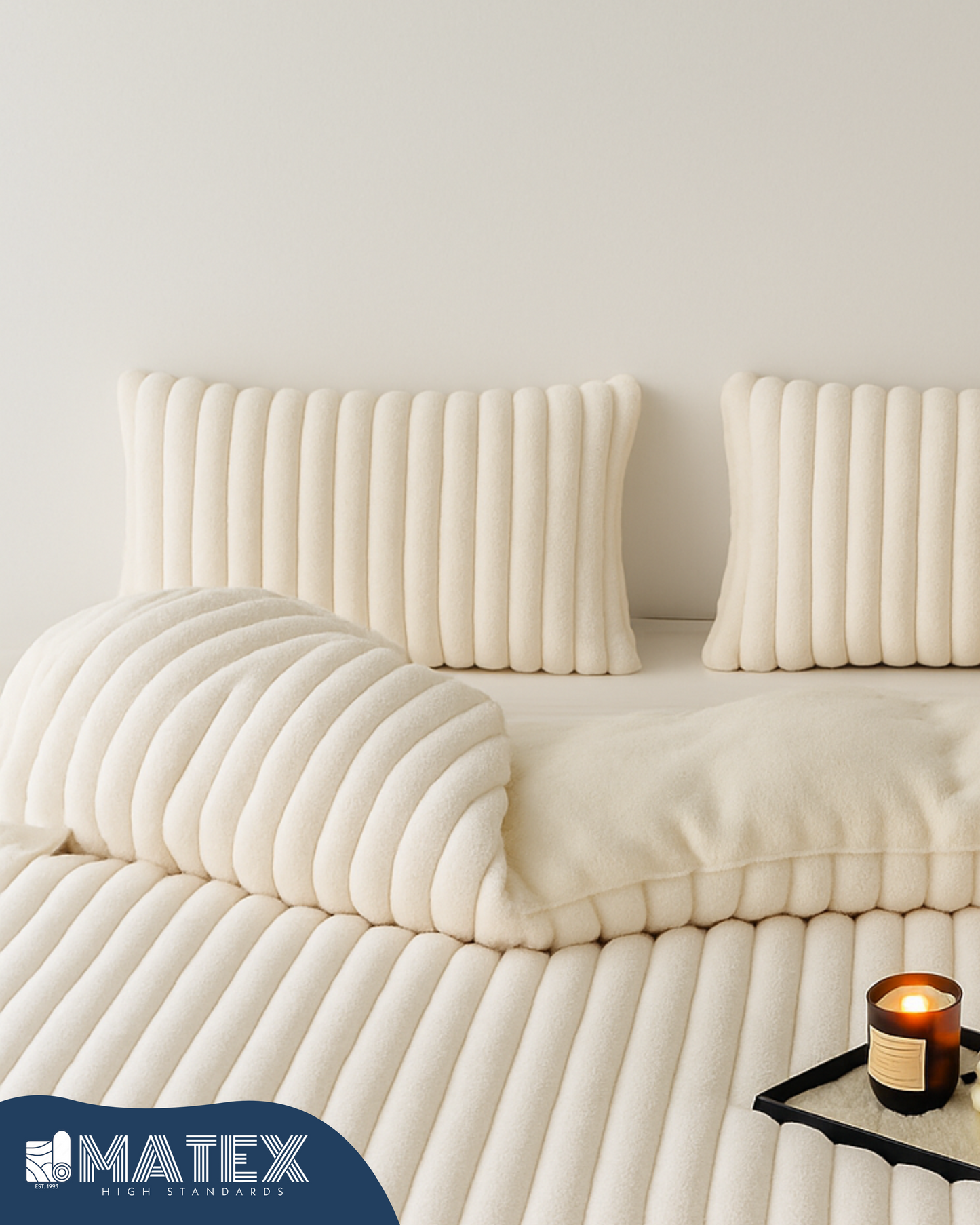 King Size Off-White Sugar PlushWave Comforter Set (3 pcs)