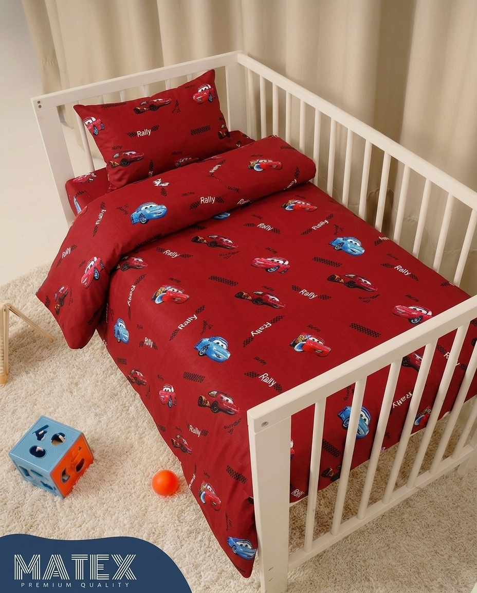 Red Little Racer Baby Crib Set 100% Cotton