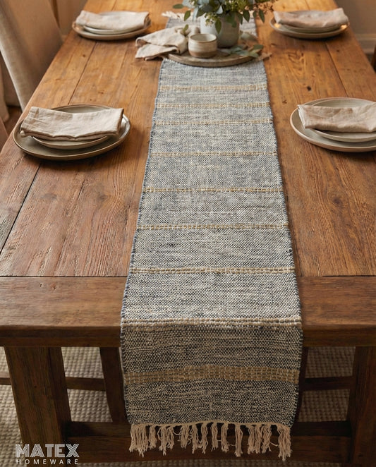 Boho Black Table Runner - 35x172 cm