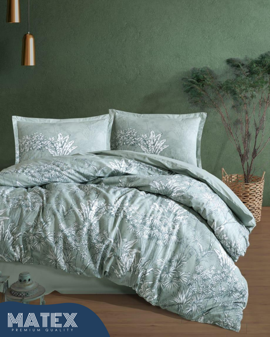 Double Size Ranforce GreenLeaf Nera 100% Cotton Bed Set