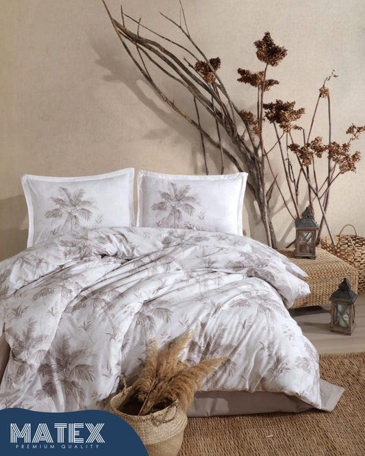 Double Size Ranforce PalmTree Nera 100% Cotton Bed Set