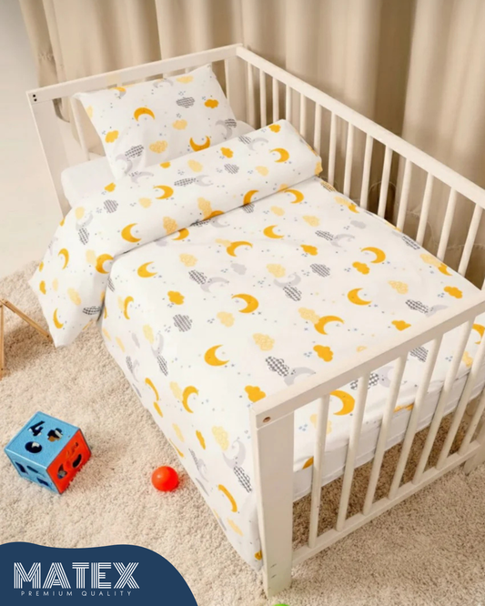 Yellow Nights theme Baby Bed Crib Set 100% Cotton