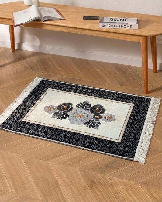 Noir Bloom Rug – 55×80 cm