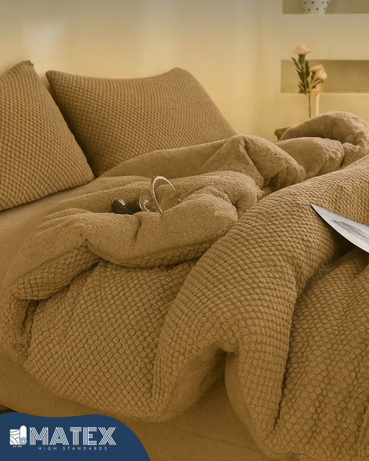 Single Size Coffee Beige Rabbit Faux Fur Sherpa Comforter (2pcs)