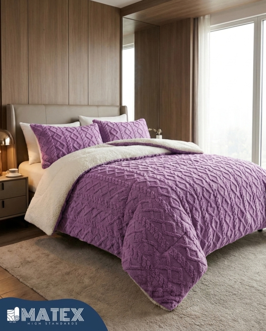 Single Size Lavender Thick Jacquard Sherpa Comforter (2 pcs)