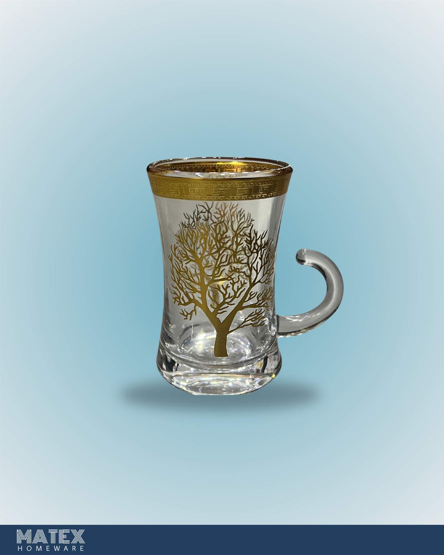 Moroccan Design Gold Drinking Glass Tea Cups Set of 6 Pcs