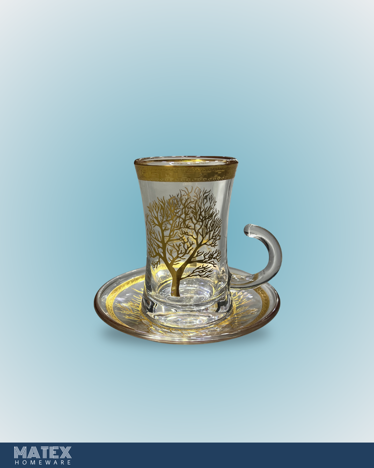 Moroccan Design Gold Drinking Glass Tea Cups Set of 6 Pcs